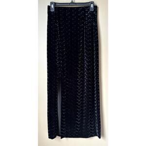 Vintage Cache Black Burnout Velvet Maxi Skirt 27” Slit Witchy Whimsigoth Sexy